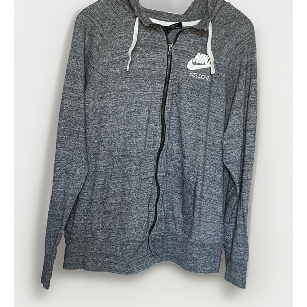 NIKE Women's JUST DO IT Full Zip Sweatshirt Hoodie Heathered Gray Size 1X